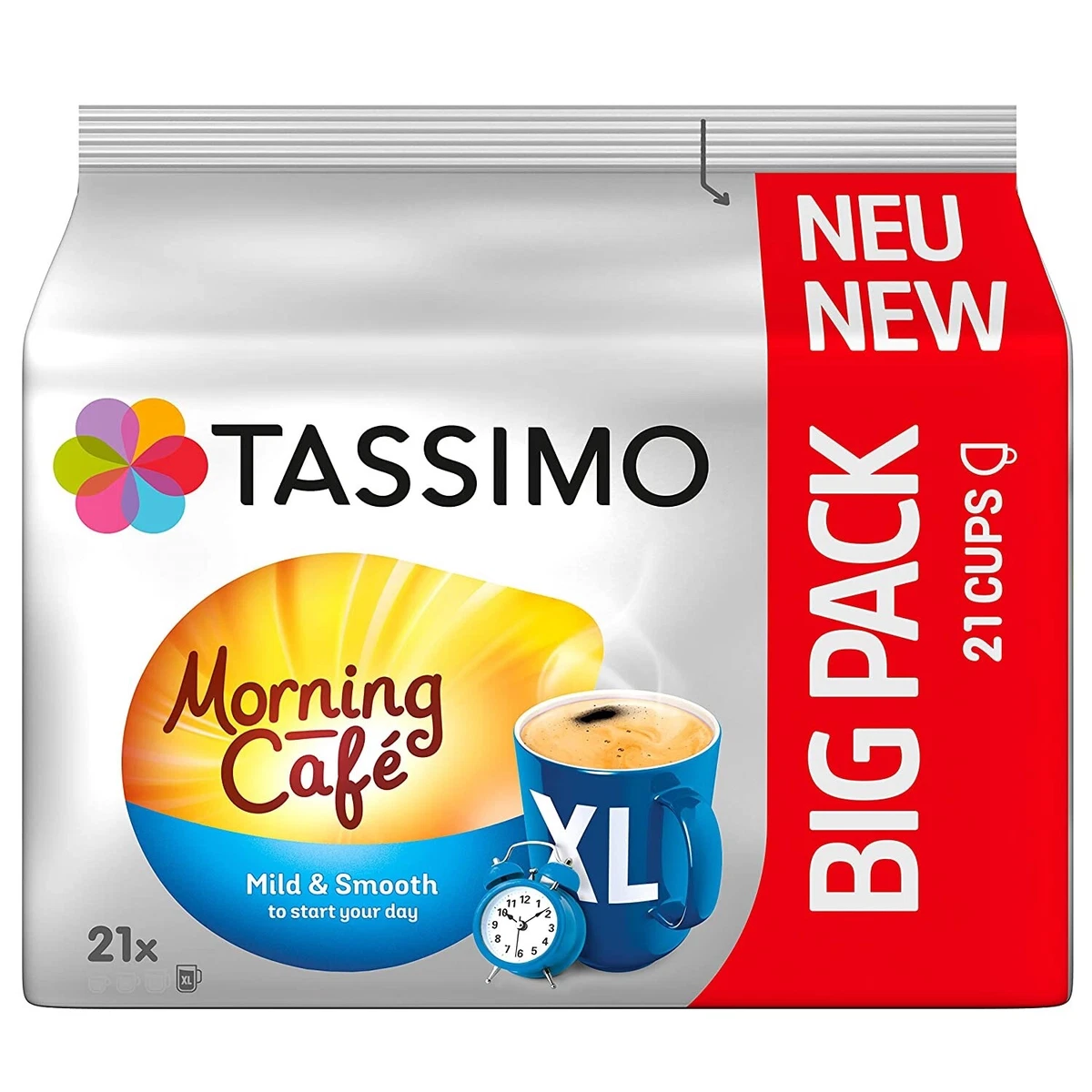 TASSIMO MORNING Cafe Mild & Smooth -Coffee Pods -XL 21 pods-FREE SHIPPING