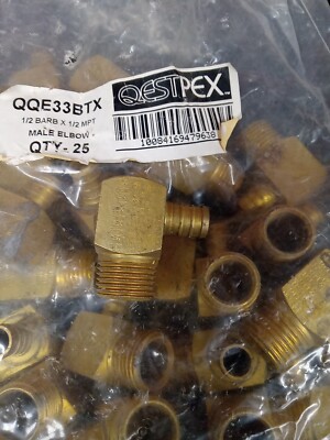 Questpex  QQE33BTX - 1/2'' Barb to 1/2'' MPT Male Elbow - Lot of 25