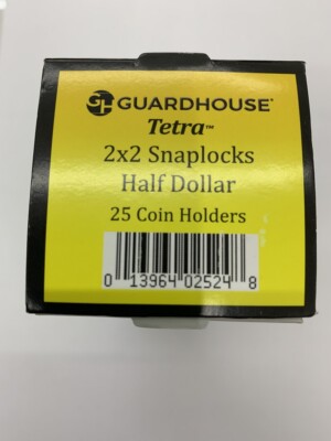 Guardhouse 2x2 Tetra Snaplock Coin Holders for Half dollar 30.6mm, 25 pack