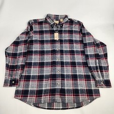 Red Head Shirt Mens XL Flannel Long Sleeve Button Down Plaid Red Blue NEW