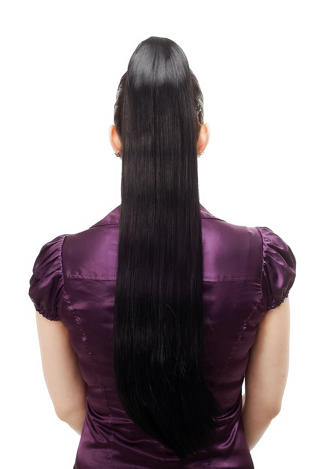 Hairpiece/Ponytail very long straight Butterfly clip approx. 70 Schwarz T113-1