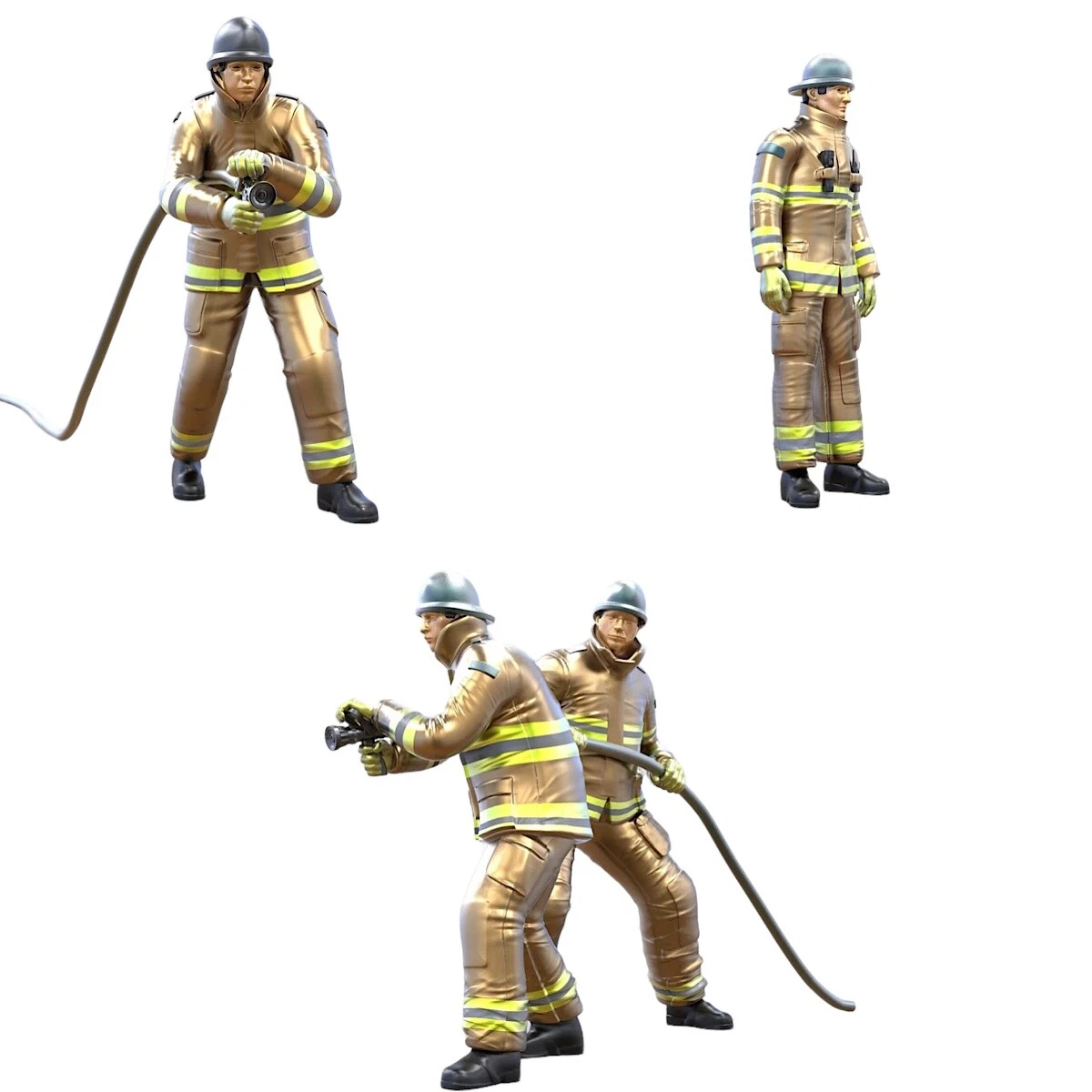 Asgard 4 Figurines Pompiers – Échelle 1:43, Résine, France