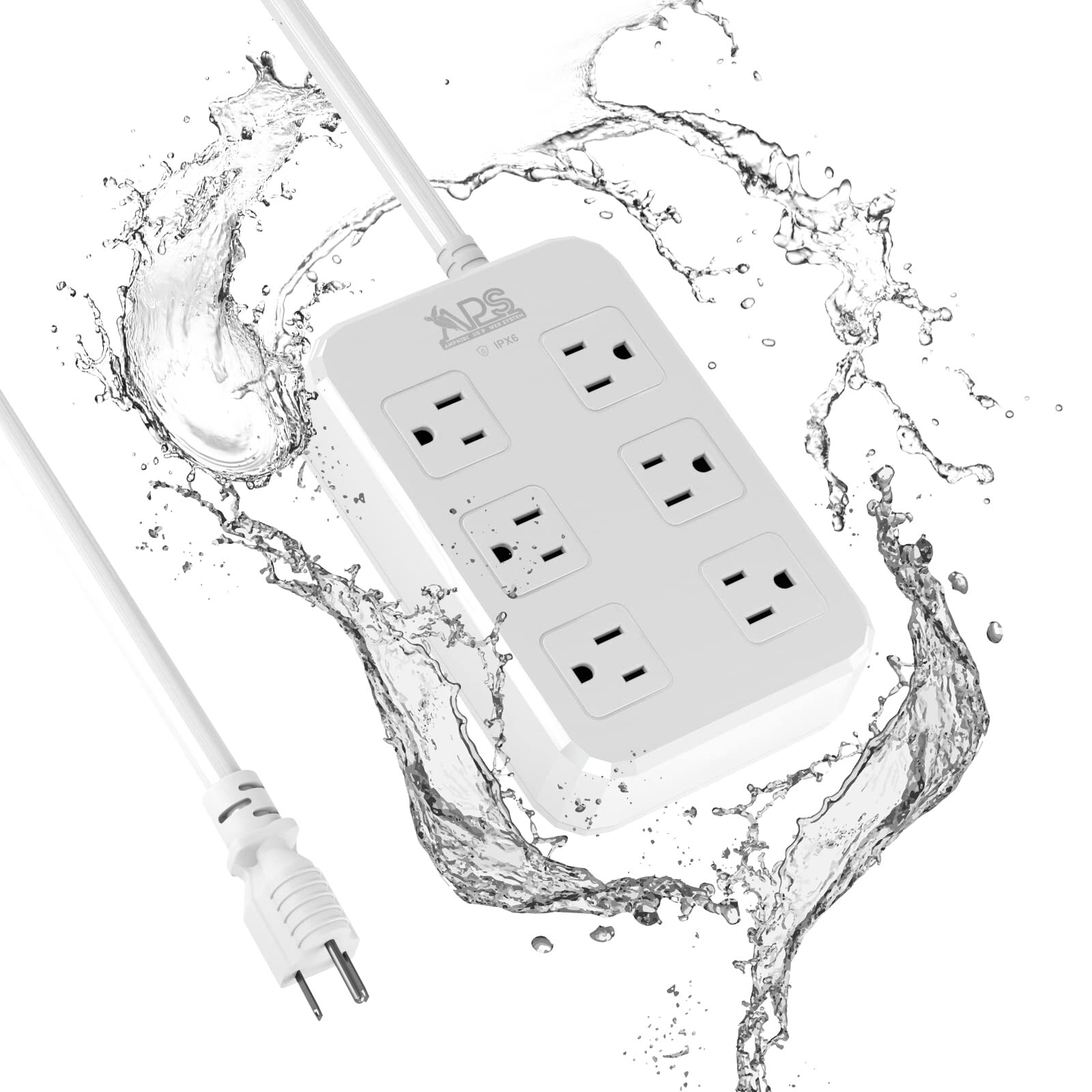 IPX6 Outdoor Power Strip Weatherproof, Waterproof Surge Protector with 6 Wide...