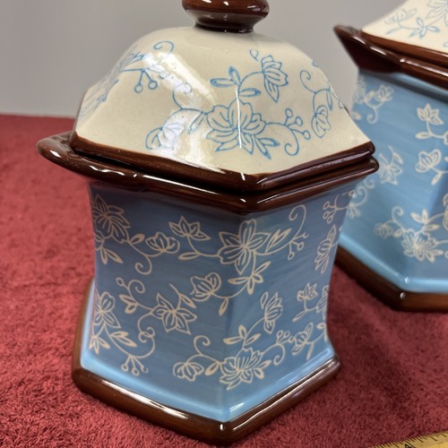 Temptations Floral Lace Blue 1.8qt & 0.9qt Canister Set Cookie Jar - Picture 4 of 20
