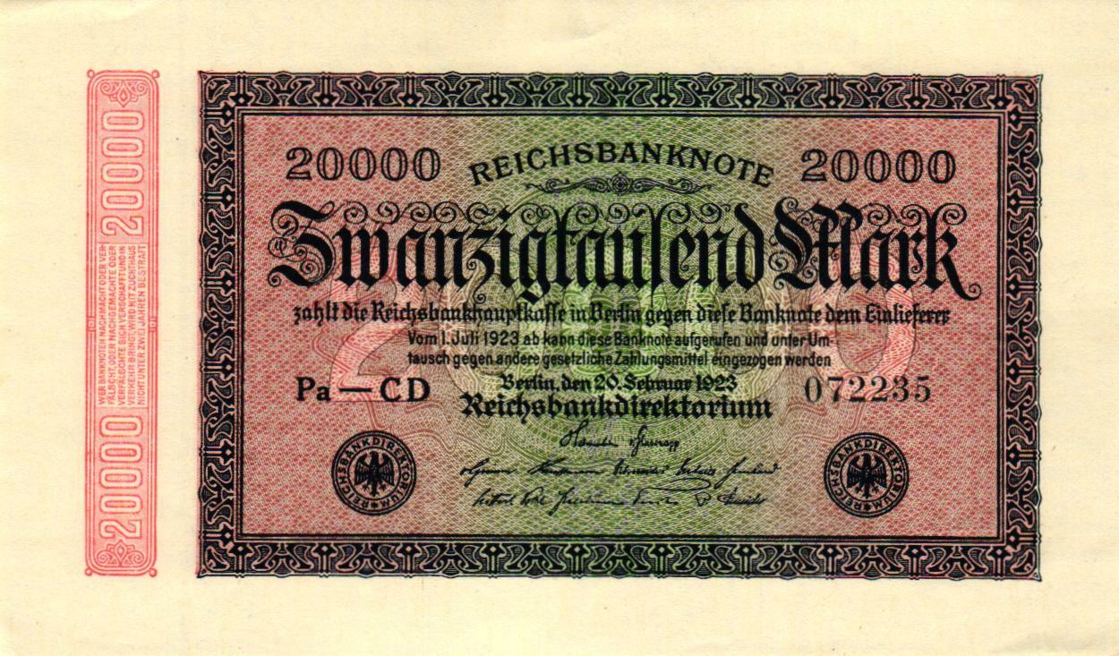 Ro 84i 20000 Mark 1923 FZ:CD BZ:Pa Wz.: Mäander aUNC