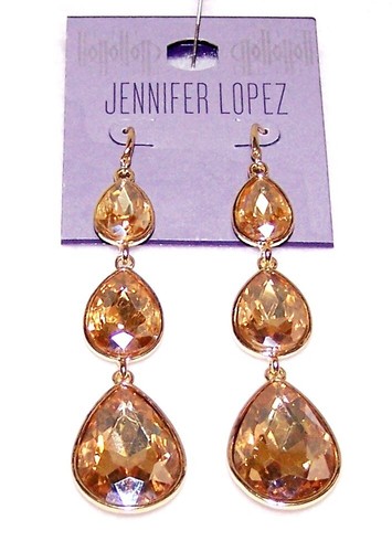 Nuovi ORECCHINI JLO JENNIFER LOPEZ oro scintillante cristalli giallo dorato lunghi 31/2” - Foto 3 di 16