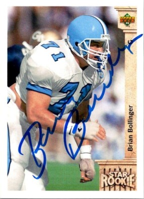 1992 -Brian Bollinger- Upper Deck Autograph/Signed/Auto Rookie Football Card #4