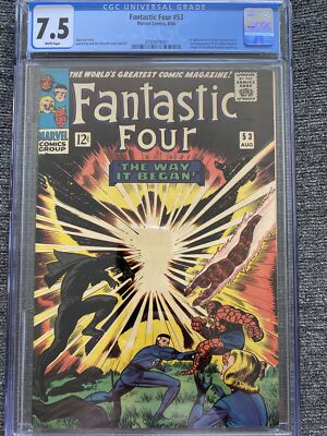 Fantastic Four 53  CGC 7.5 WHITE PAGES 2nd Black panther PERFECT CENTER 