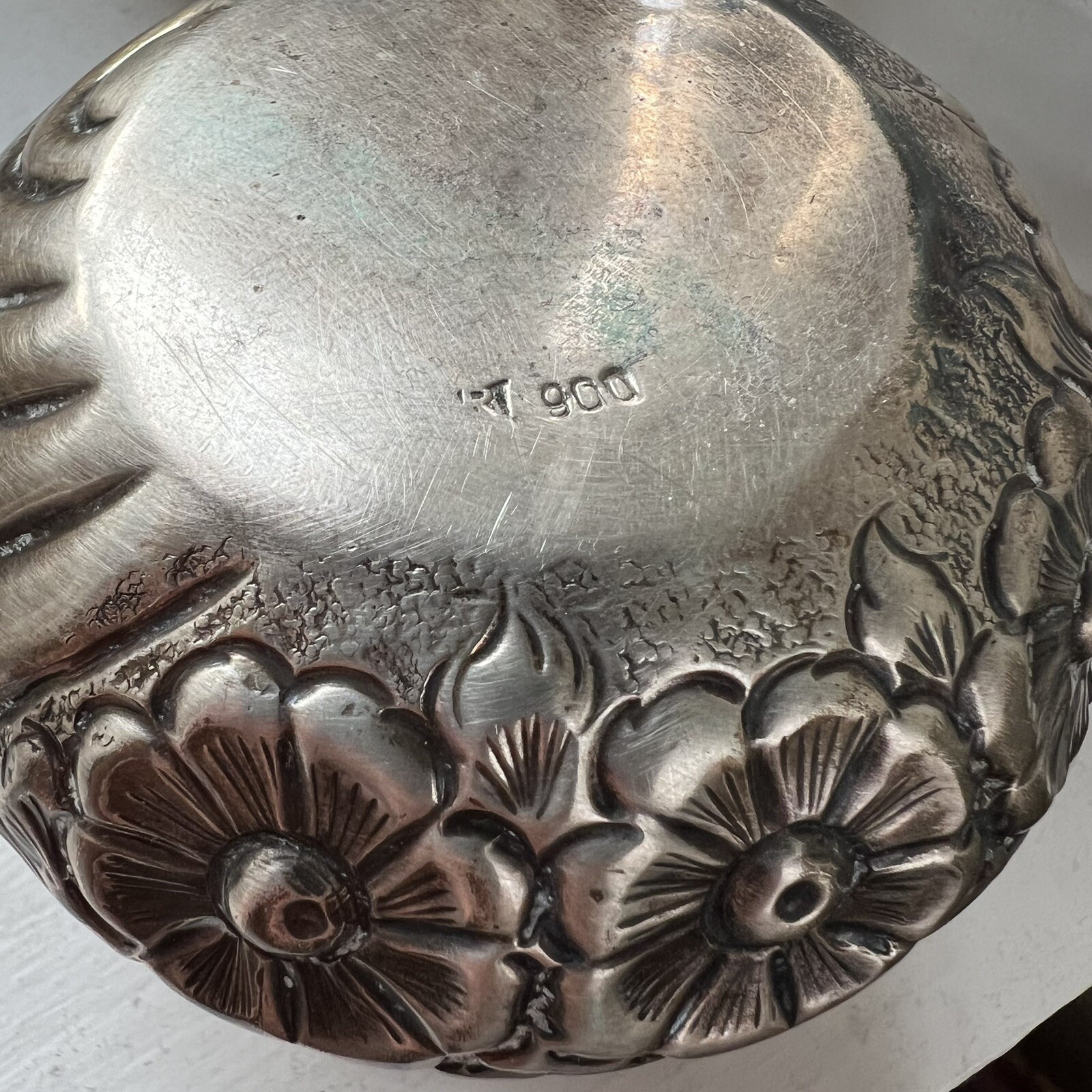 Silver Bowl Flowers Floral Pattern 900 .900 Vintage Antique Rare 3