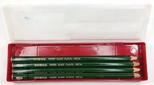 Vintage Graphite Pencil Set Of 4 Green All Stabilo With Plastic Case 1970s