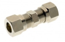Straight Coupling Connector - Nickel Plated Brass Compression Fitting