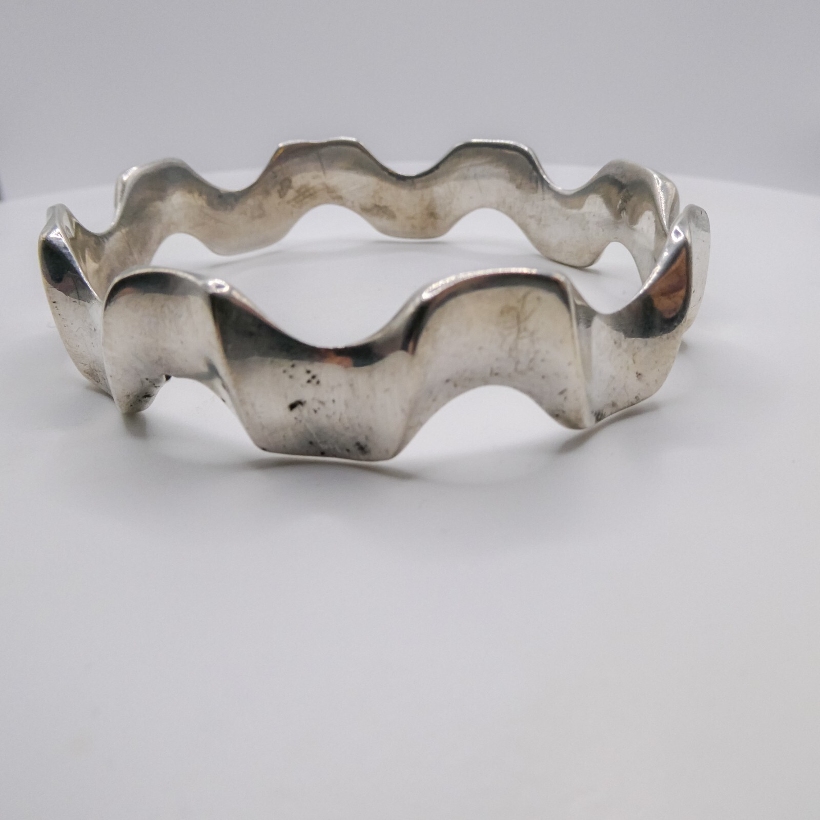 Solid Sterling Silver 925 Egyptian Wave Modernist… - image 5