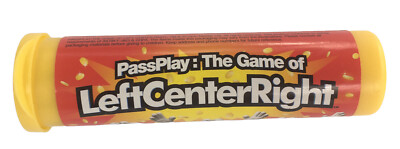Pass Play - The Game of Left Center Right Dice Game Master Tube Used