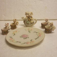 Cute Mama Pig and Baby Pigs Miniature Doll House Tea Set