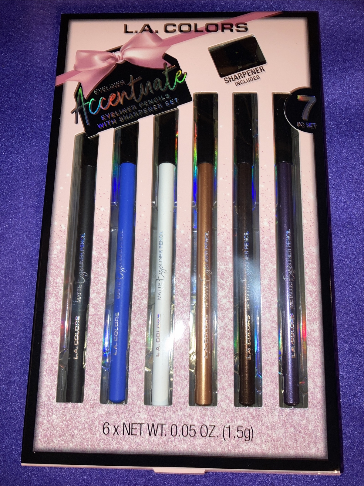 L.A. COLORS Eyeliner GIFT SET Accentuate 7 Piece Kit [6 Eyeliners & 1