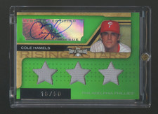 2008 TOPPS COLE HAMELS RC AUTOGRAPH TRIPLE GAME WORN JERSEY #ED 18/50 HOF ? RARE