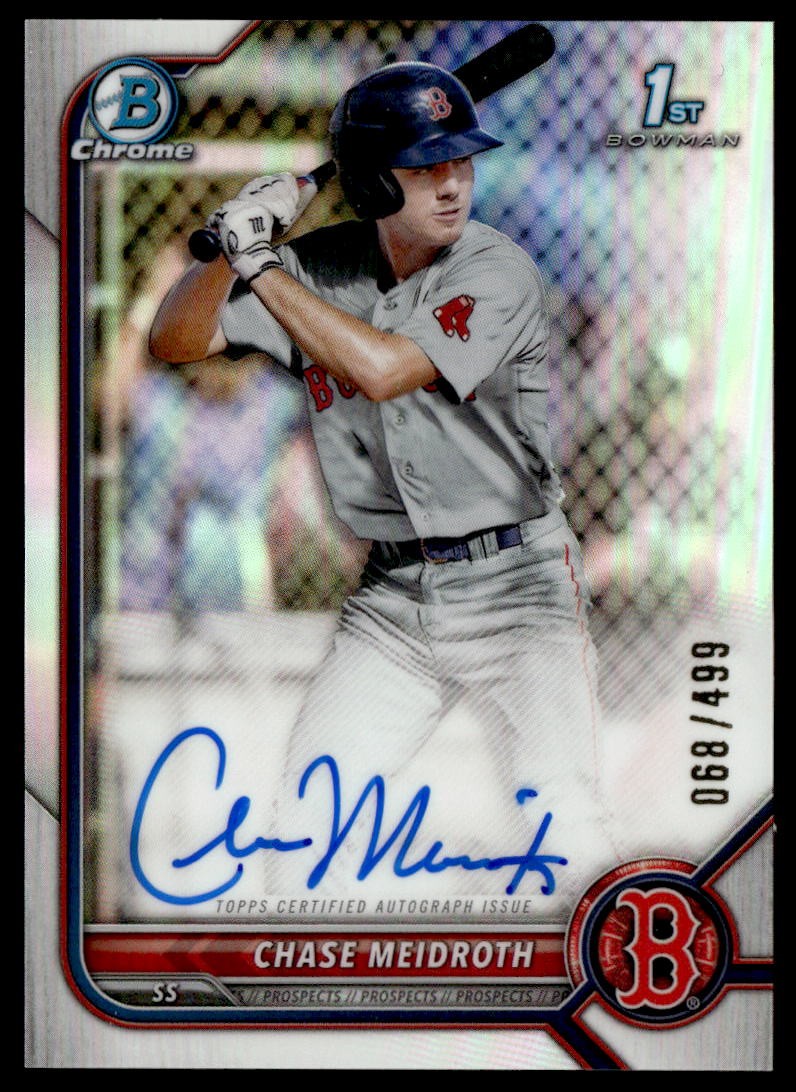 2022 Bowman Chrome Chase Meidroth 1st Auto Refractor Red Sox /499