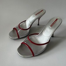 PRADA VINTAGE Y2K PVC RED SILVER HEELS