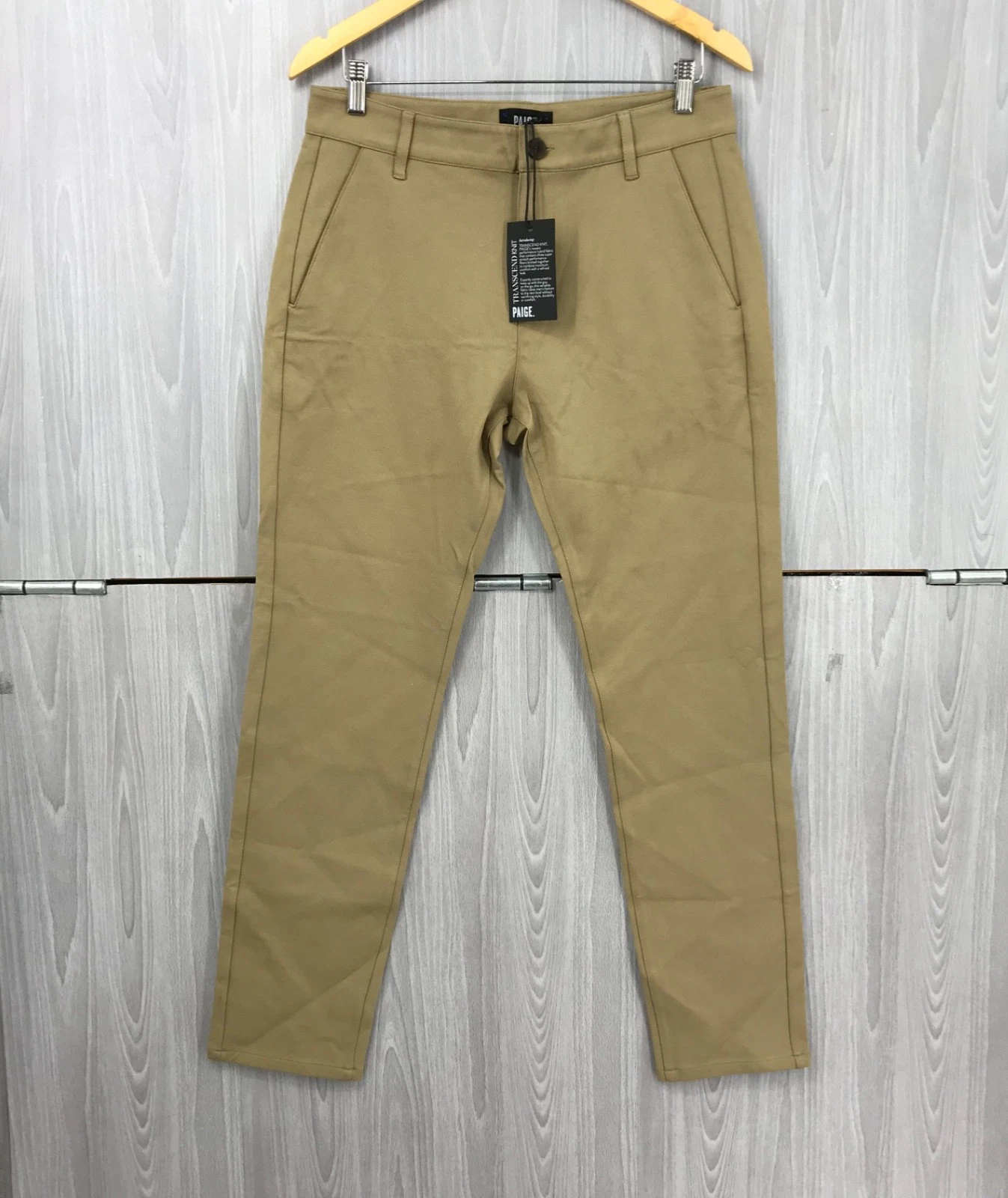 NWT Paige Stafford Trouser Mens 32 Khaki Transcend Knit Stretch Pants