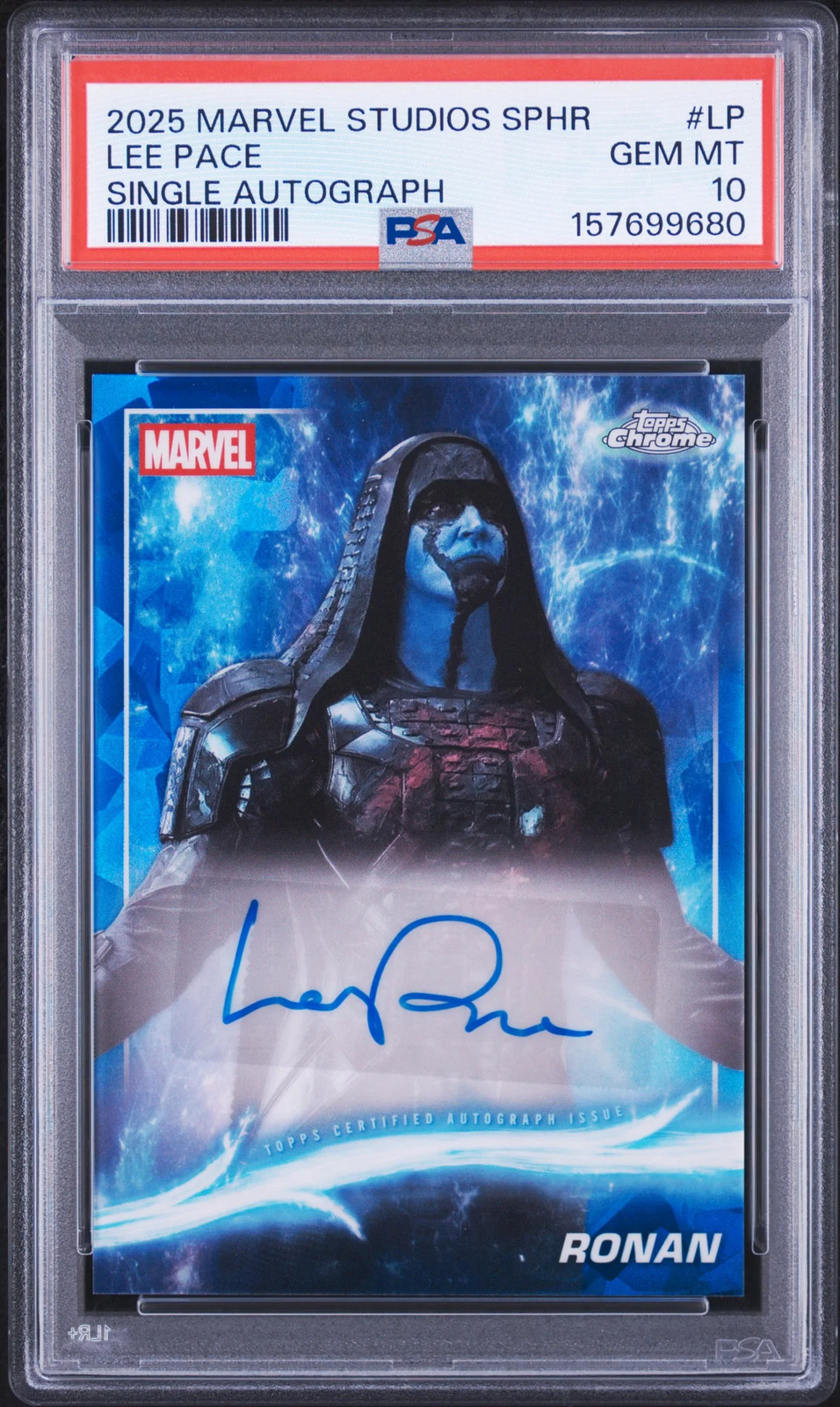 2025 Topps Marvel Studios Chrome Sapphire Edition Ronan Lee Pace Auto #LP PSA 10