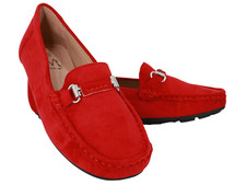 BEQUEME DAMEN MOKASSIN ROT WILDLEDER SCHUHE HERBST NIEDRIGE SCHUHE