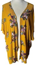Floral Kimono Cardigan Sz M Boho Open Front Lightweight Oversized