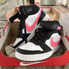 Nike Court Borough Mid 2 GS Black White Pink Mid Top Sneakers CD7782-005 Kids 5Y