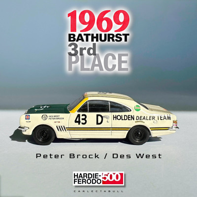 1969 BATHURST 3rd Place PETER BROCK / DES WEST HDT Holden HT Monaro GTS 350 1:64