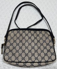 Gucci GG Monogram Crossbody Bag Leather Straps Vintage Italy