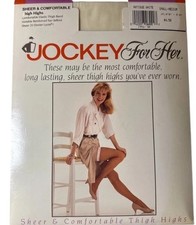 Vintage Jockey Thigh Highs S/M White Sheer 20 Denier NOS USA Stockings