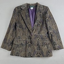 Harv Benard Paisley Blazer Women s Size 12 Vintage Brown Purple Jacket