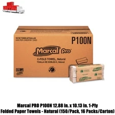 Marcal PRO P100N 12.88 in. x 10.13 in. 1-Ply Folded Paper Towels - Natural (150/