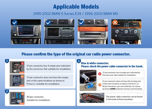 7" QLED Android 13 6+64 Car GPS Radio Stereo RDS CarPlay WiFi DSP 4G for BMW E39 - Picture 21 of 22