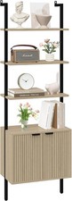 73" Tall Bookshelf with Cabinet, Industrial Ladder Wall Mount Shelf Bookcase
