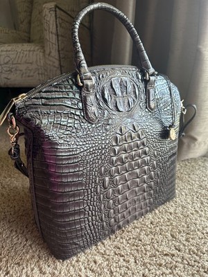 Brahmin Large Duxbury Satchel Genuine Leather Croc Embossed Handbag