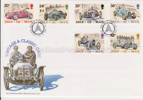 Unaddressed Isle of Man FDC First Day Cover 1995 Vintage Classic Cars STAMP SET