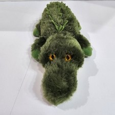 Aurora Alligator Plush Green Crocodile 11" Stuffed Animal Yellow Eyes EUC
