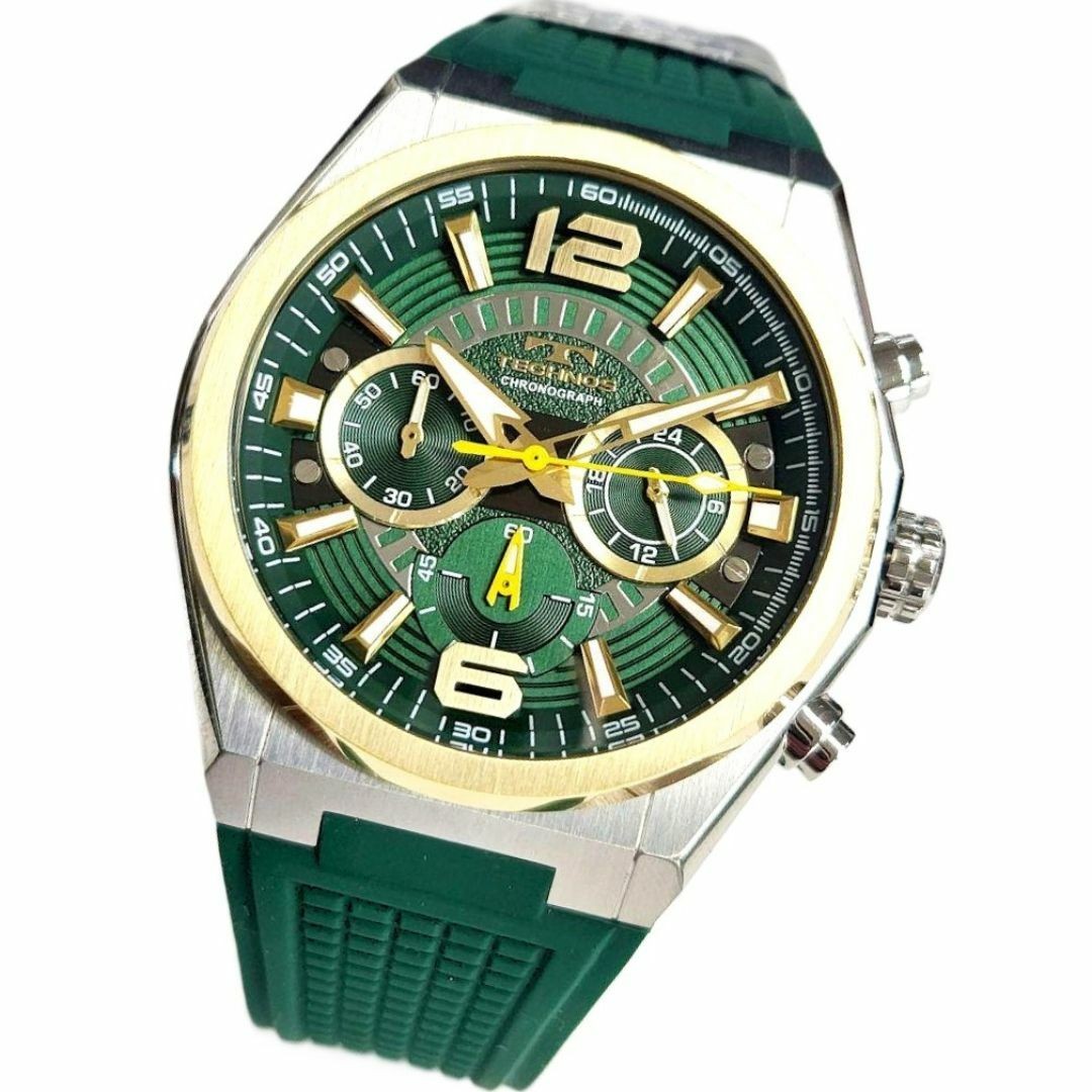 Technos Quartz Chronograph Watch Rubber Belt Green | eBay