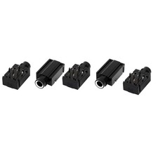 5 Pcs 7 Pins 1/4" 6.35mm Headphone Stereo Jack PCB Panel Mount Socket Black