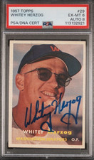 1957 Topps #29 Whitey Herzog Signed Rookie Card Autograph RC Auto PSA 6/8