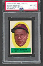 1963 Topps Peel-Offs Richie Ashburn PSA 8 (NM-MT) Instruction Back Mets HOF