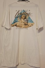 Vintage 90's AOL American Online Egyptian Tech T-Shirt XL USA Find The Answers