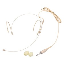 Ear Hook Microphone, Double Ear Headset with 3.5mm Thread Screw Plug, Beige
