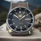 Seiko 5 Automatic Calendar Men's Black Watch - 7009 Vintage