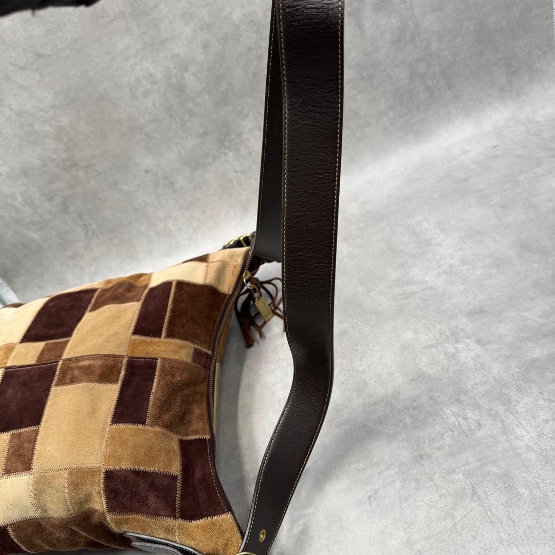 Coach Patchwork Suede Shoulder Bag Brown Authenti… - image 12