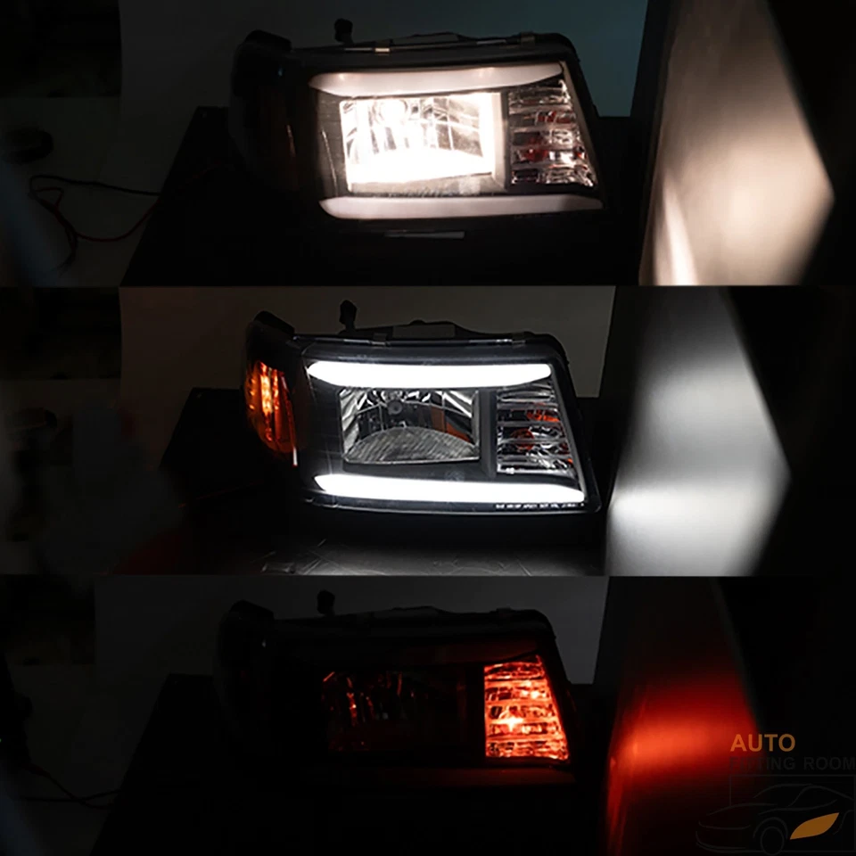 Chrome Headlights For 2001-2011 Ford Ranger w/LED DRL Headlamps Left+Right - Image 3 of 4