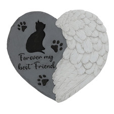 Landoraloria Cat Memorial Stone 10 Heart with Wings Outdoor Pet Grave Marker Ce