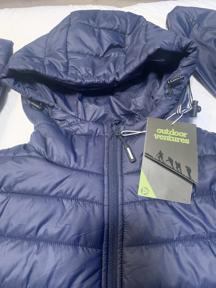 Outdoor Ventures Mens Navy Lightweight Hooded Packable Puffer Jacket NEW Size M - Image 4 of 4