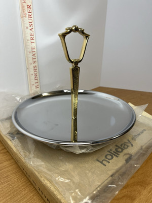 Kromex Tidbit Tray Holiday Giftware Candy Dish Vintage 1950 s New W/Box
