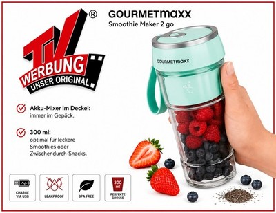 Maxxmee Smoothie Maker 2 go elektrischer Mixer mit Akku  0,3 l ( TV Werbung )